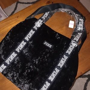 PINK crushed Velvet tote Bag.  BRAND NEW